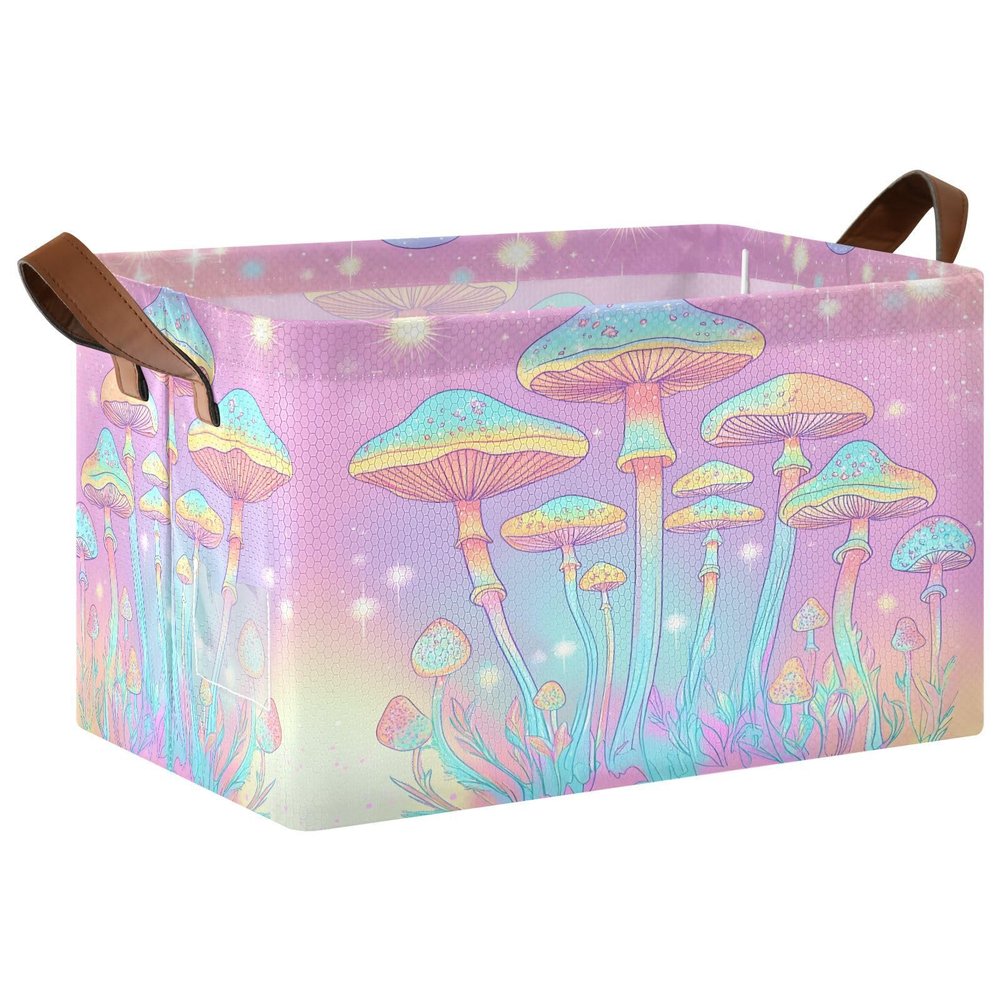 FUGIDOG Mushrooms Storage Basket Waterproof Foldable Kid Toy Storage Bin Baby Laundry Basket Closet Organizer for Nursery Decor Home Organizing