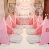 Wilwolfer 6 Pack Sleepover Tents for Kids Party, Tipi Foldable Play Tent with Inflatable Airbeds, Indoor Slumber Party Tent for Girls, Pink view 1