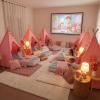 Wilwolfer 6 Pack Sleepover Tents for Kids Party, Tipi Foldable Play Tent with Inflatable Airbeds, Indoor Slumber Party Tent for Girls, Pink view 2