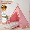 Wilwolfer 6 Pack Sleepover Tents for Kids Party, Tipi Foldable Play Tent with Inflatable Airbeds, Indoor Slumber Party Tent for Girls, Pink view 3