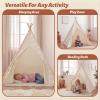 Wilwolfer 4 Pack Teepee Tent for Kids Slumber Party with Lights, Indoor Sleepover Play Tents for Girls, Foldable Toddler Playhouse for Sleepover Parties, White view 4