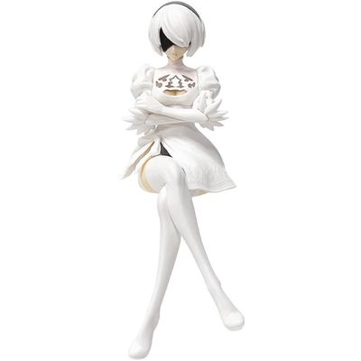 2Byorha Figure 2B Cake Topper Figure 2Bautomata Statue, 15cm Sitting Pose Anime No.2 Type B Action Figure Model Sculpture, PVC Handmade Collectible Desktop Decoration