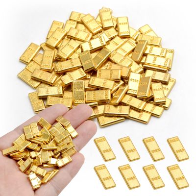 100 Pieces Tiny Fake Gold Bar for Crafts Dollhouse Miniatures Mini Gold Bars for Dollhouse Fairy Garden Micro Landscaping Decoration