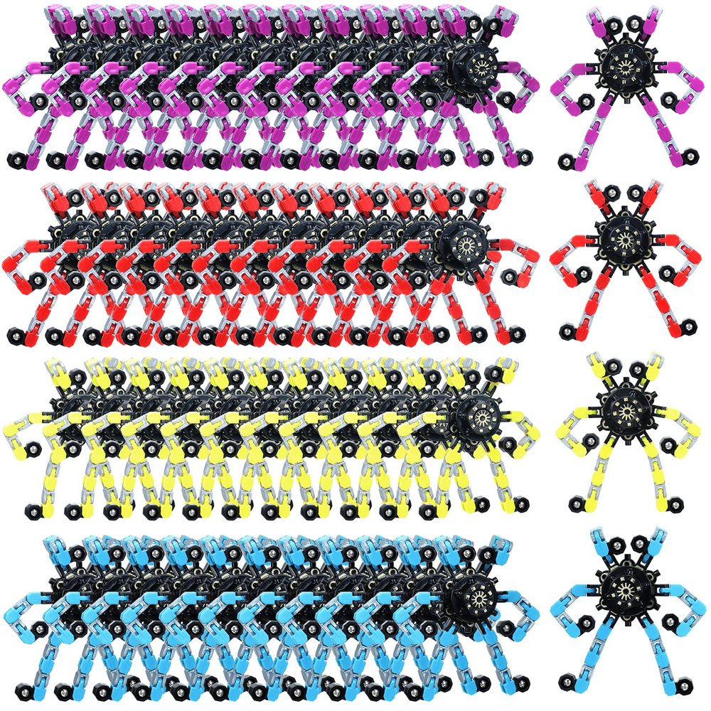 12 Pack Easter Basket Stuffers, Transformable Fidget Spinners Funny Stress Relief Sensory Fidget Toys Deformable Chain DIY Fingertip Gyro Easter Party Favors Birthday Gifts for Teens Kids Adults