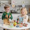 Tiny Land Organic Wooden Vegetable & Fruit Play Set  7PCS Pretend Food for Kids, Montessori Kitchen Toy for Toddlers, Role Play Grocery Gift view 2