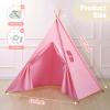 Wilwolfer 4 Pack Teepee Tent for Kids, Foldable Indoor Play Sleepover Tent with Star Lights for Girls Party, Portable Toddler Slumber Party Tents Gift, Pink view 3