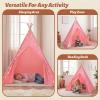 Wilwolfer 4 Pack Teepee Tent for Kids, Foldable Indoor Play Sleepover Tent with Star Lights for Girls Party, Portable Toddler Slumber Party Tents Gift, Pink view 4