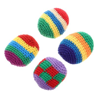 BESTonZON 4pcs Soft Knitted Kick Sack Balls Crochet Juggling Balls for Boys and Girls Multicolored Sandbag Design for Kindergarten Play