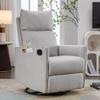 038 Cotton Linen Fabric Swivel Rocking Chair Glider Rocker Recliner Nursery Chair with Adjustable Back and Footrest for Living Room Indoor,Light Gray XJ350 view 1