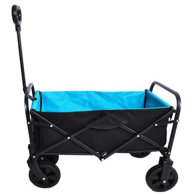 Mini Folding Wagon GShopping Beach Cart (Black+Blue)