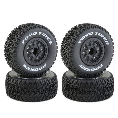 Dantenron 1/10 RC Truck Tires and Wheels 12mm Hex OD 4.33" RC Short Course Tires with Foam Inserts for 1:10 Scale Off Road Truck Car Traxxas Slash 2WD 44 Rc4wd Arrma Senton Axial Losi Redcat 4PCS