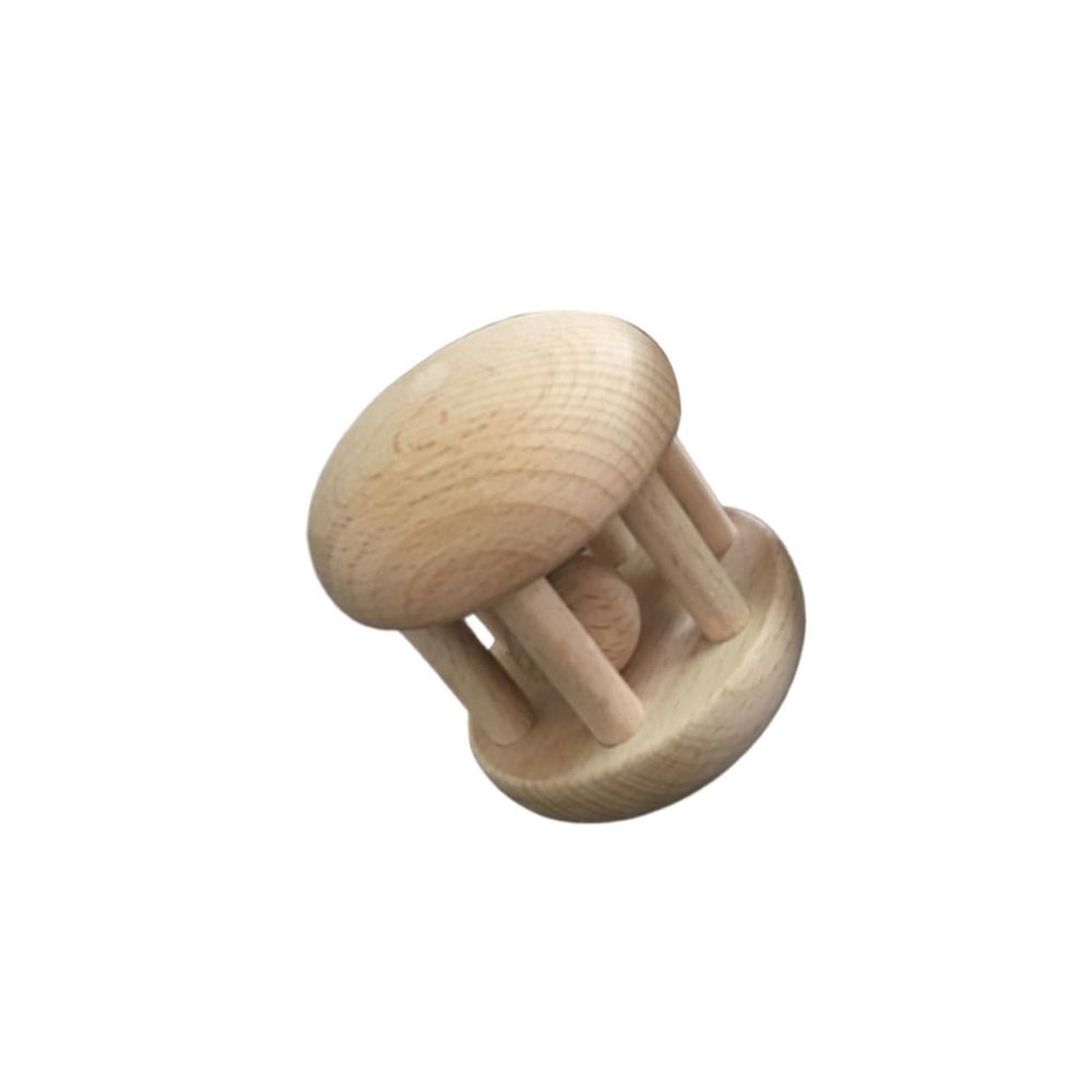 FOYTOKI Solid Color Wooden Hand Rattle for Boy Girl Pattern Rattle Safe Smooth Design for Newborns and Engaging Sound