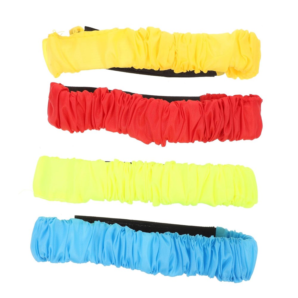 FOYTOKI 3-Legged Race Elastic Tie Rope Set 4 Colors Sturdy Elastic Bands for Outdoor Game Fun for Boys and Girls and Adults Relay Races Carnival Parties and Field Day Activities