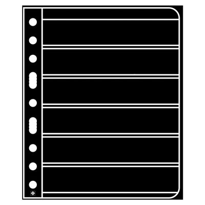 LIGHTHOUSE- VARIO Stamp Pages for Stamp Albums, Black 9-Hole Binder Pages with 6 Pockets for Stamp Collection - Pack of 25