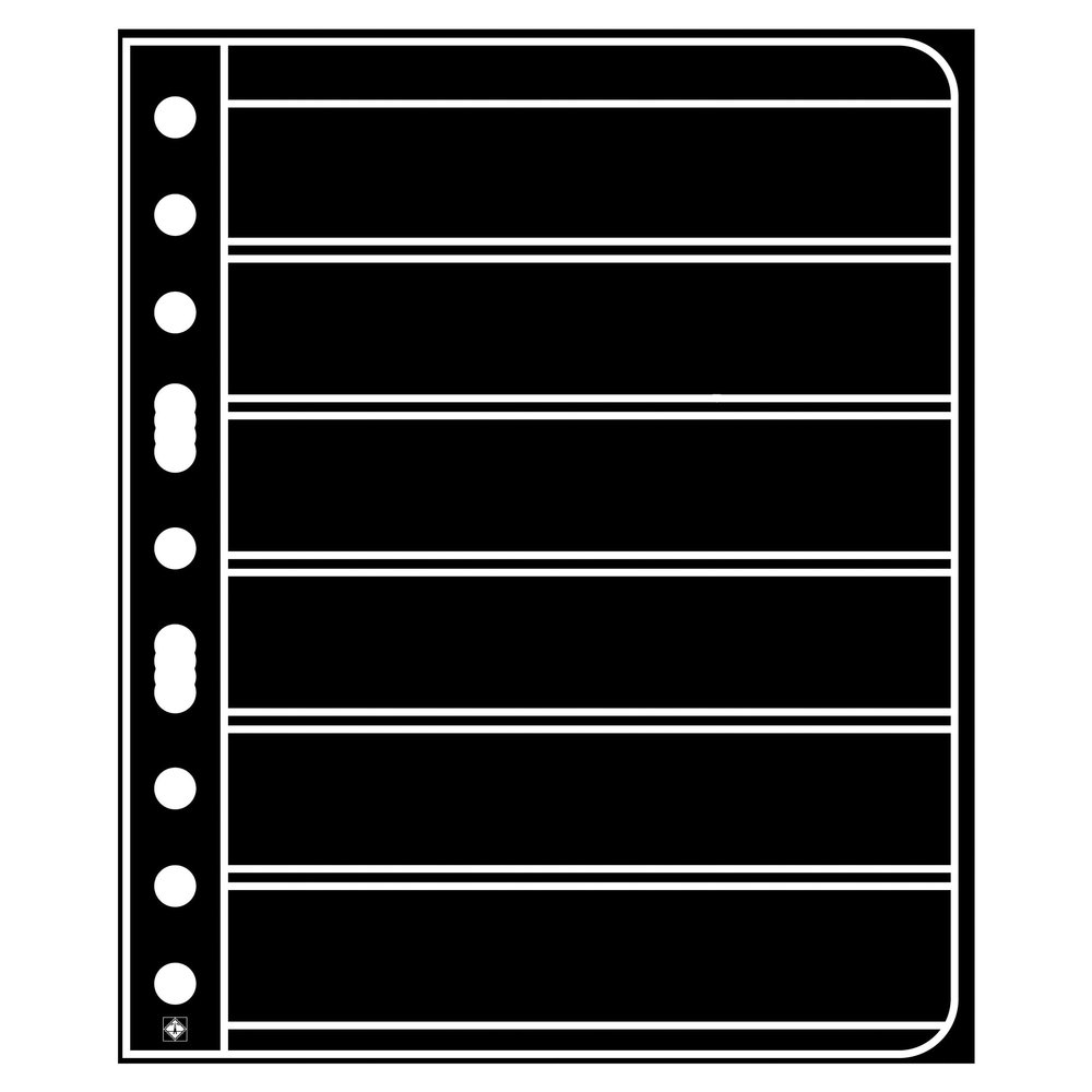 LIGHTHOUSE- VARIO Stamp Pages for Stamp Albums, Black 9-Hole Binder Pages with 6 Pockets for Stamp Collection - Pack of 25
