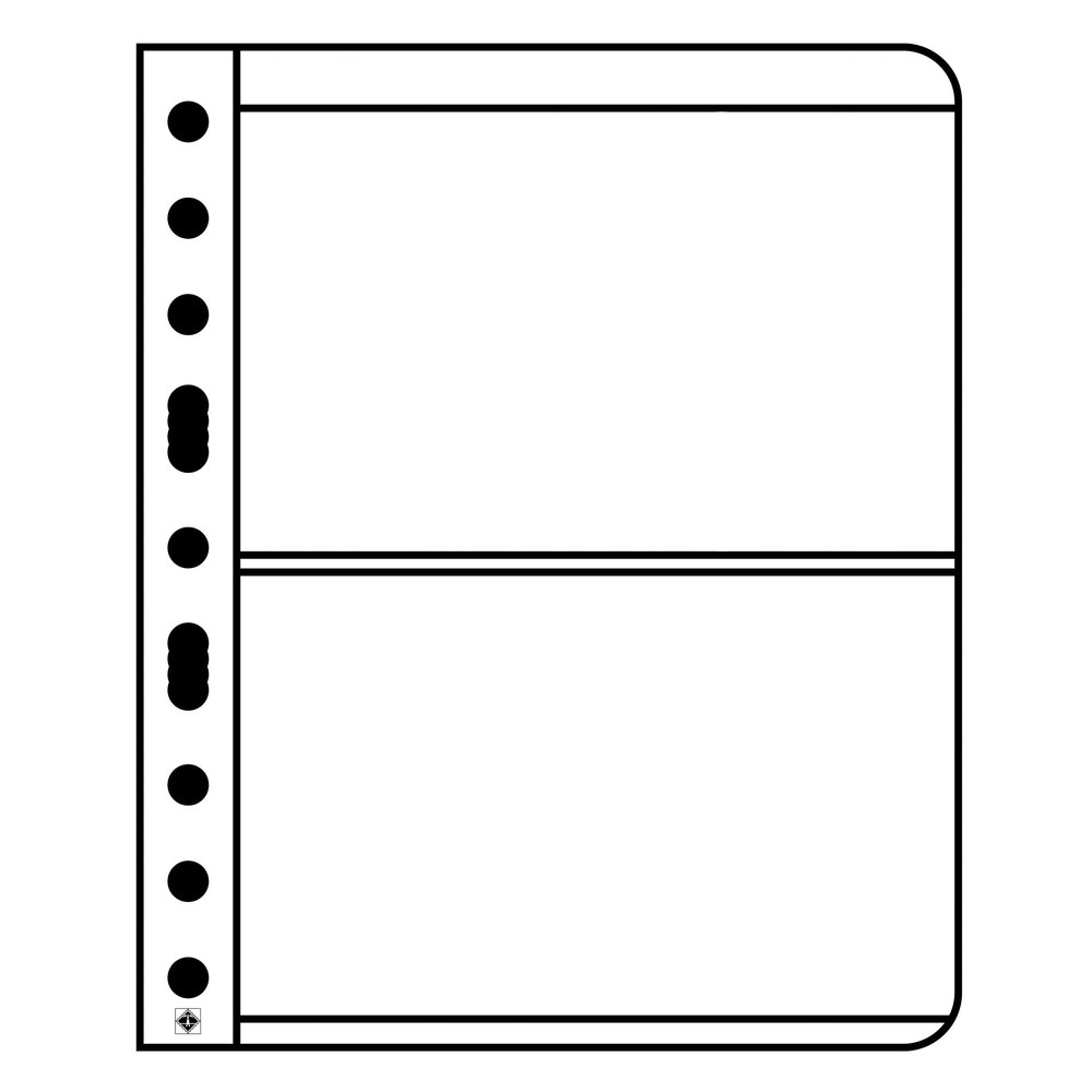 LIGHTHOUSE- VARIO Stamp Pages for Stamp Albums, Clear 9-Hole Binder Pages with 2 Pockets for Stamp Collection - Pack of 25