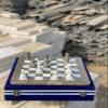 15-Inch Marble Chess Set with 32 Pieces, Packed in Blue Velvet Gift Box (Grey White) view 3