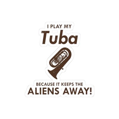 Alien Tuba Sticker - Funny Brass Music Vinyl Decal for Band Members