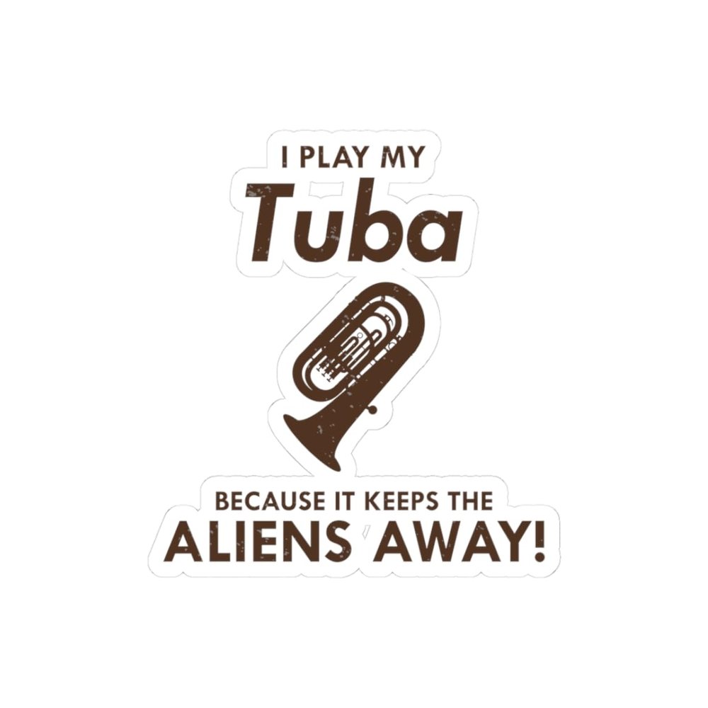 Alien Tuba Sticker - Funny Brass Music Vinyl Decal for Band Members