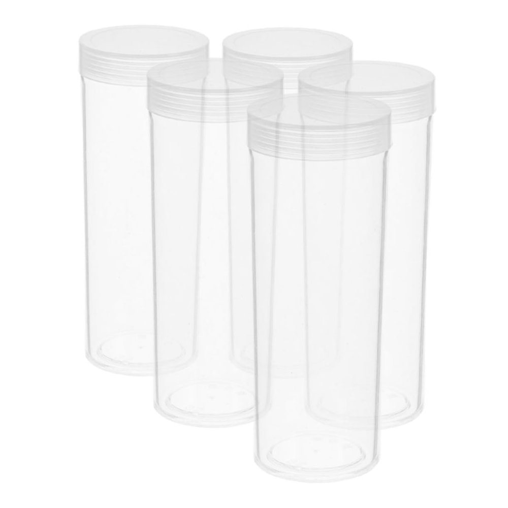 AKOOSY 5pcs Plastic Coin Storage Tubes with Sealed Lids Coin Collection Organizer for Quarters Dimes and Nickels for Collectors and Personal Use