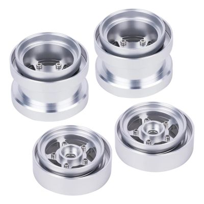 RC Car DIY Parts for Tamiya Frog Sand Scorcher Grasshopper for Hornet 1/10 4 Pcs CNC Aluminum Beadlock Wheel Rim Hub for Buggy Car Upgrade Parts(Silver)