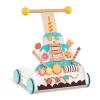 BABY JOY Wooden Baby Walker, Height Adjustable Push and Pull Learning Activity Center with Xylophone, Sliding Blocks & Rolling Beads, Cake-Shape Sit-to-Stand Walker for 1+ Years Old view 1