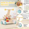 BABY JOY Wooden Baby Walker, Height Adjustable Push and Pull Learning Activity Center with Xylophone, Sliding Blocks & Rolling Beads, Cake-Shape Sit-to-Stand Walker for 1+ Years Old view 4