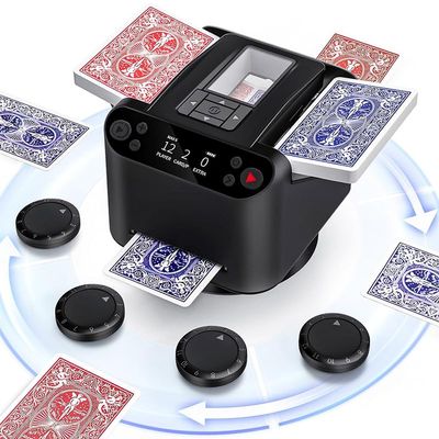Acmefun Automatic Card Shuffler and Dealer 2-in-1, 360 Rotating Electric Poker Machine with LED Display for 1-6 Players  Fast Shuffling & Dealing for UNO, Poker (Black)