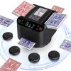 Acmefun Automatic Card Shuffler and Dealer 2-in-1, 360 Rotating Electric Poker Machine with LED Display for 1-6 Players  Fast Shuffling & Dealing for UNO, Poker (Black) view 1