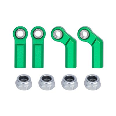 1/10 RC Car Ball Joint,4pcs M4 Chassis Link Steering Rod Ends - Straight/Bend Rod Ends for 1/10 RC Crawler (SCX10, TRX4, Capra, VS4-10, Wraith) (2Bend 2Straight 7mm Green)