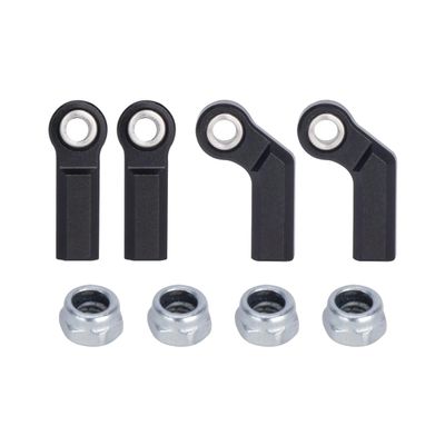 1/10 RC Car Ball Joint,4pcs M4 Chassis Link Steering Rod Ends - Straight/Bend Rod Ends for 1/10 RC Crawler (SCX10, TRX4, Capra, VS4-10, Wraith) (2Bend 2Straight 7mm Black)
