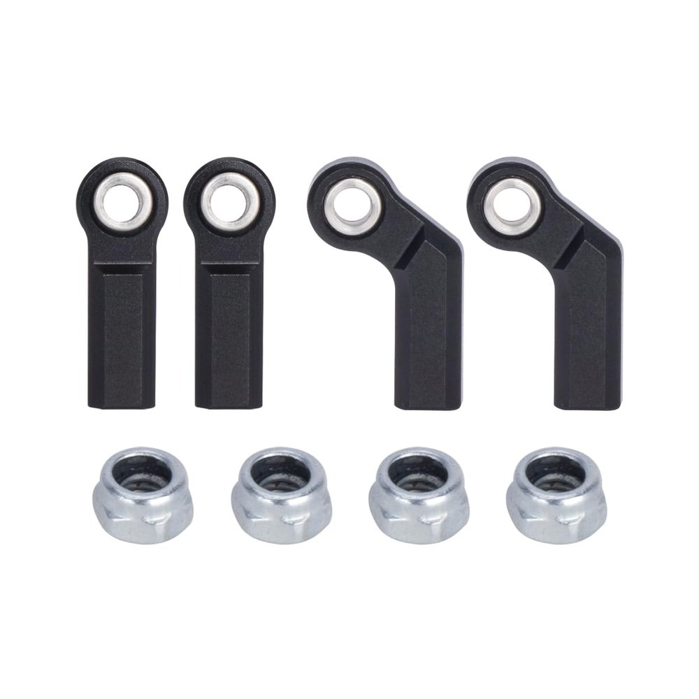 1/10 RC Car Ball Joint,4pcs M4 Chassis Link Steering Rod Ends - Straight/Bend Rod Ends for 1/10 RC Crawler (SCX10, TRX4, Capra, VS4-10, Wraith) (2Bend 2Straight 7mm Black)