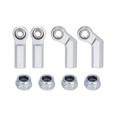 1/10 RC Car Ball Joint,4pcs M4 Chassis Link Steering Rod Ends - Straight/Bend Rod Ends for 1/10 RC Crawler (SCX10, TRX4, Capra, VS4-10, Wraith) (2Bend 2Straight 7mm Silver)