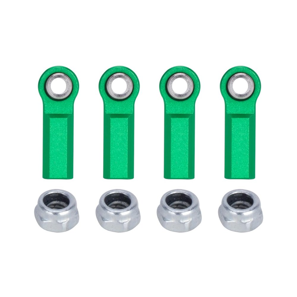 1/10 RC Car Ball Joint,4pcs M4 Chassis Link Steering Rod Ends - Straight/Bend Rod Ends for 1/10 RC Crawler (SCX10, TRX4, Capra, VS4-10, Wraith) (Straight 7.5mm Green)