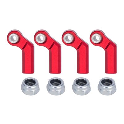 1/10 RC Car Ball Joint,4pcs M4 Chassis Link Steering Rod Ends - Straight/Bend Rod Ends for 1/10 RC Crawler (SCX10, TRX4, Capra, VS4-10, Wraith) (Bend 7mm Red)