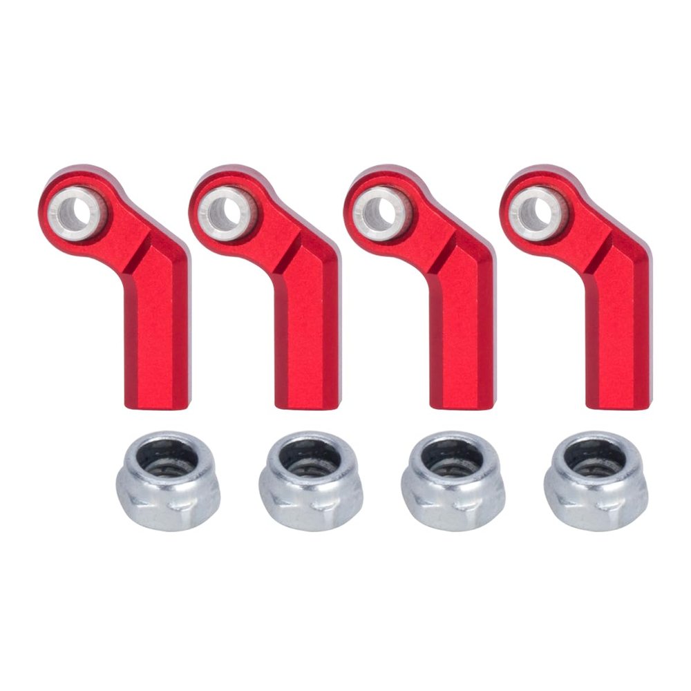 1/10 RC Car Ball Joint,4pcs M4 Chassis Link Steering Rod Ends - Straight/Bend Rod Ends for 1/10 RC Crawler (SCX10, TRX4, Capra, VS4-10, Wraith) (Bend 7mm Red)