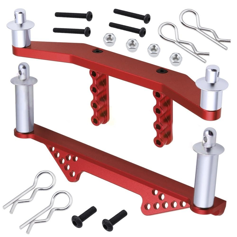 Metal Front & Rear Body Mounts with Body Posts Upgrade Parts for 1/10 Traxxas Slash 2WD Rustler Stampede VXL RC Car(Red)