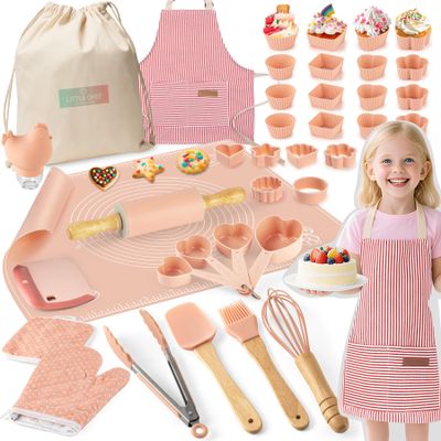 Ultimate Baking Kit for Kids - 38 Piece Kitchen Tools, Food Grade Silicone, BPA/BPS Free - Real Cooking Set for Ages 8-12 - Girls Boys Birthday Stocking Stuffer - Danish Orange