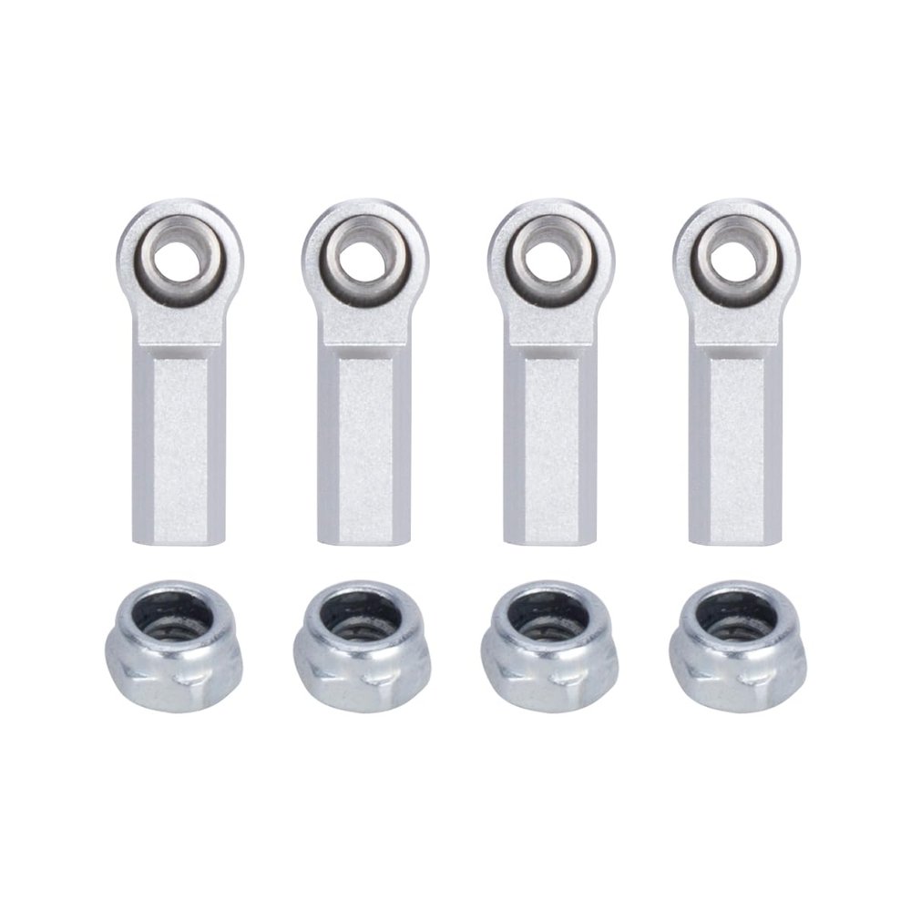 1/10 RC Car Ball Joint,4pcs M4 Chassis Link Steering Rod Ends - Straight/Bend Rod Ends for 1/10 RC Crawler (SCX10, TRX4, Capra, VS4-10, Wraith) (Straight 7.5mm Silver)