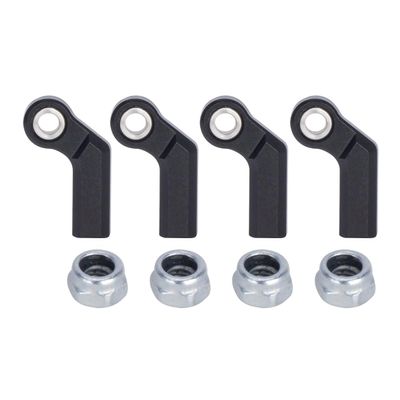 1/10 RC Car Ball Joint,4pcs M4 Chassis Link Steering Rod Ends - Straight/Bend Rod Ends for 1/10 RC Crawler (SCX10, TRX4, Capra, VS4-10, Wraith) (Bend 7.5mm Black)