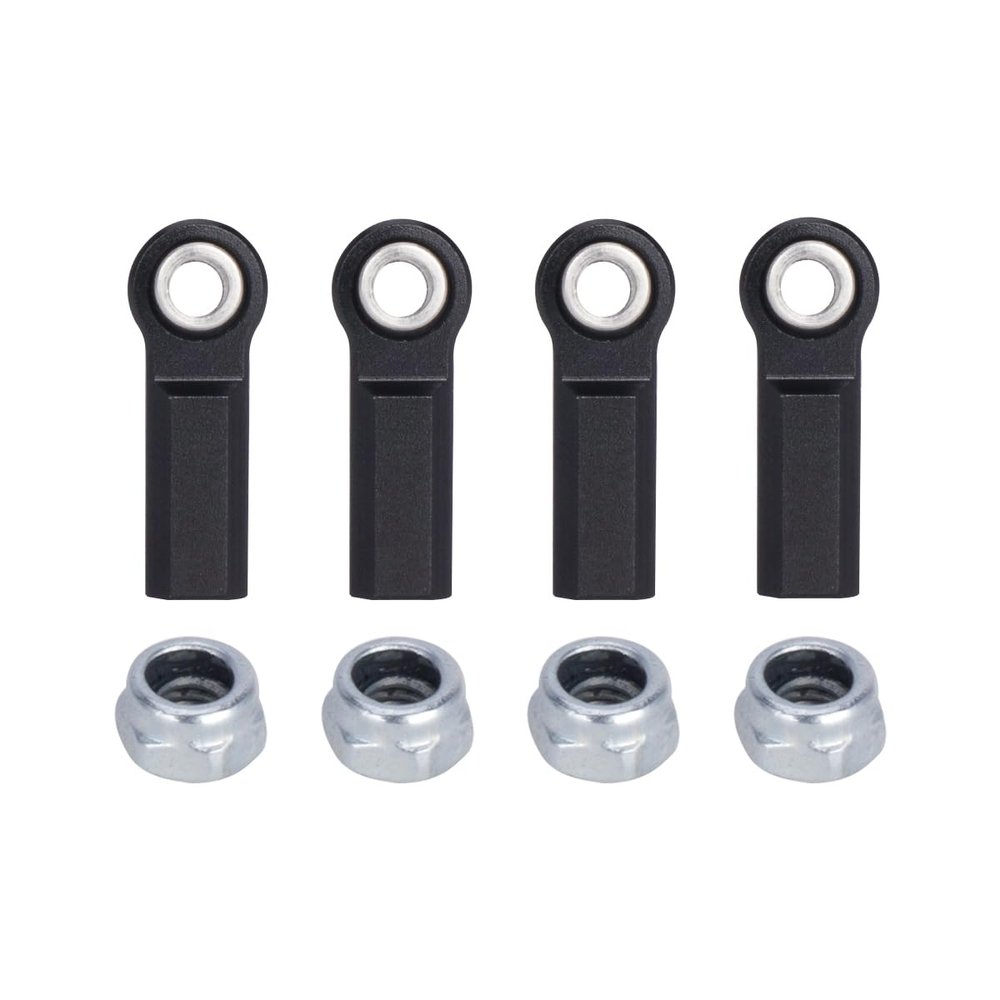 1/10 RC Car Ball Joint,4pcs M4 Chassis Link Steering Rod Ends - Straight/Bend Rod Ends for 1/10 RC Crawler (SCX10, TRX4, Capra, VS4-10, Wraith) (Straight 7mm Black)
