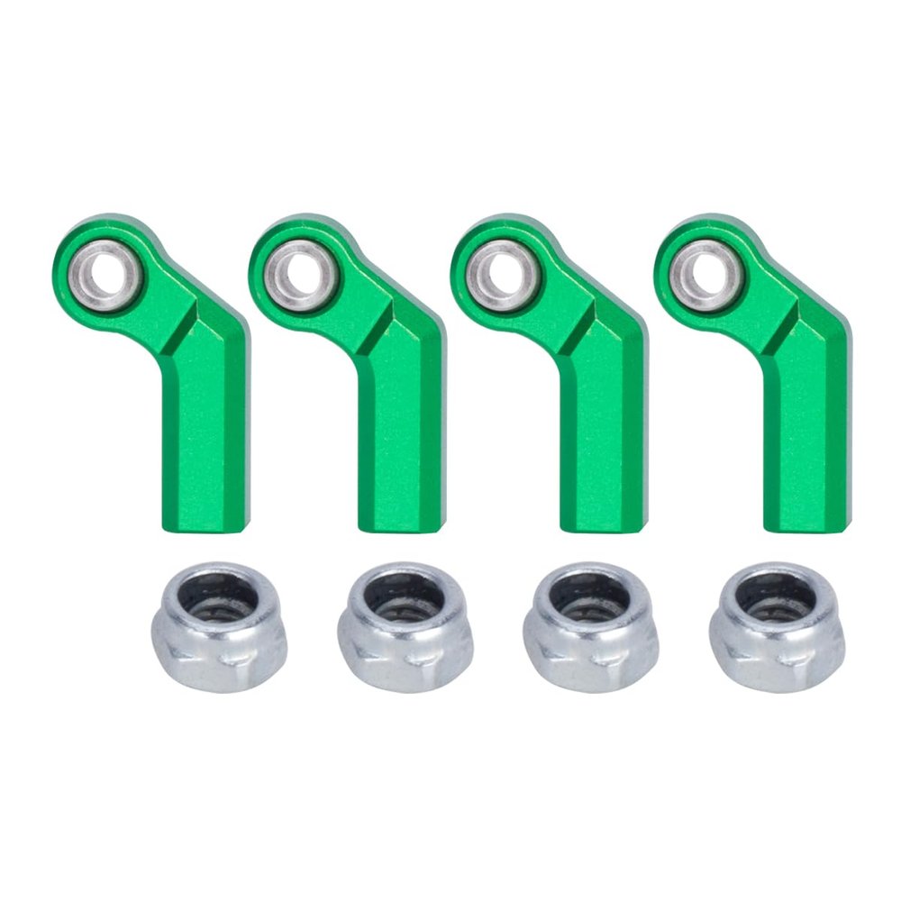 1/10 RC Car Ball Joint,4pcs M4 Chassis Link Steering Rod Ends - Straight/Bend Rod Ends for 1/10 RC Crawler (SCX10, TRX4, Capra, VS4-10, Wraith) (Bend 7.5mm Green)