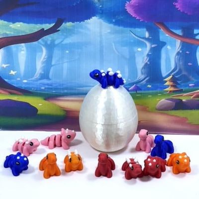 12pcs 3D Printed Dinosaurs with Egg, Articulated Multi Color Fidget Dinosaurs Figures, Tiny Mini Animal Gift Idea, Birthday Party Decorations, Cake Toppers MD-Ass-WHE