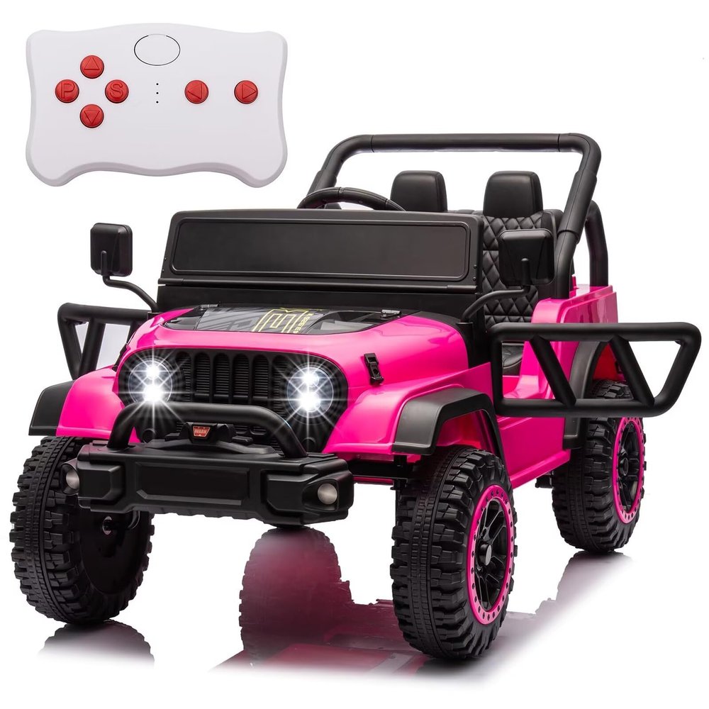24V 4WD Ride on Car Truck w/Remote Control Electric Car for Kids 4x4 Off-Road Quad Buggy UTV Soft Start Ride On Toys for Toddlers, Music Player, LED Lights, Bluetooth