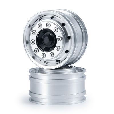 Alloy Metal Front Wheel Rim Hex Beadlock Wheel Hub for 1/14 Tamiya RC Tractor Cargo Truck Car Upgrade Parts(2PCS)
