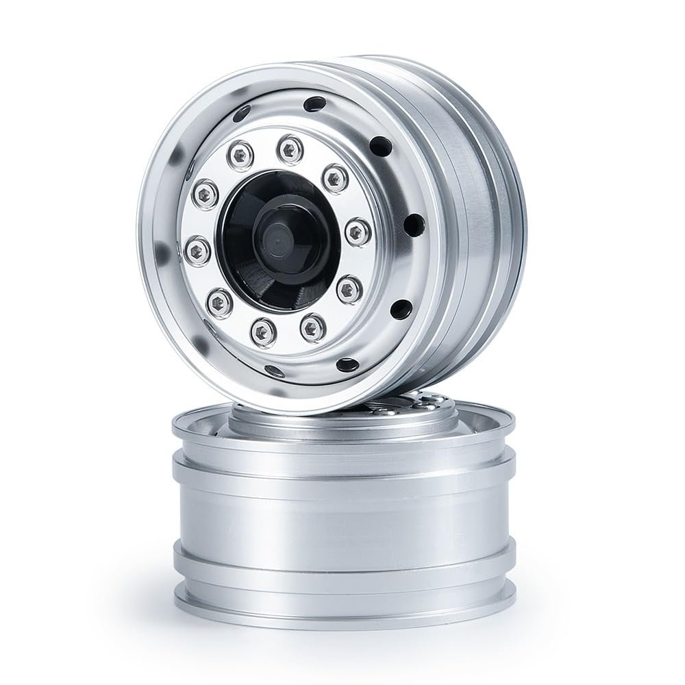 Alloy Metal Front Wheel Rim Hex Beadlock Wheel Hub for 1/14 Tamiya RC Tractor Cargo Truck Car Upgrade Parts(2PCS)