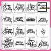 15 PCS Black Happy Birthday Cake Toppers Acrylic Mirror Inserts for Cakes Cupcakes Desserts 15 Styles view 2