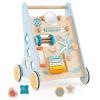 BABY JOY Wooden Baby Walker, Push and Pull Learning Activity Center, Montessori Walker Toy with Wheels, Push Toy for Toddlers, Boys and Girls 1+ Years Old view 1