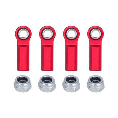 1/10 RC Car Ball Joint,4pcs M4 Chassis Link Steering Rod Ends - Straight/Bend Rod Ends for 1/10 RC Crawler (SCX10, TRX4, Capra, VS4-10, Wraith) (Bend 7.5mm Red)
