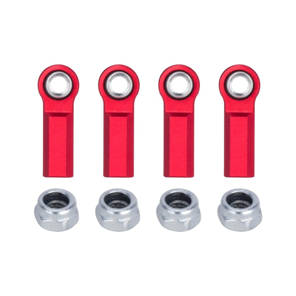 1/10 RC Car Ball Joint,4pcs M4 Chassis Link Steering Rod Ends - Straight/Bend Rod Ends for 1/10 RC Crawler (SCX10, TRX4, Capra, VS4-10, Wraith) (Bend 7.5mm Red)